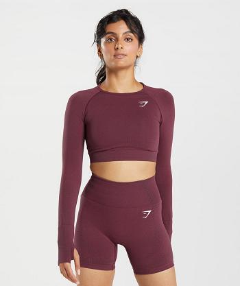 Gymshark Vital Seamless 2.0 Ženske Ošišane Majice Bordo | HR 3701VRW